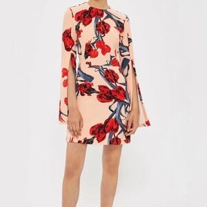 💐 Manga Print Split Sleeve A-Line Dress by Topshop